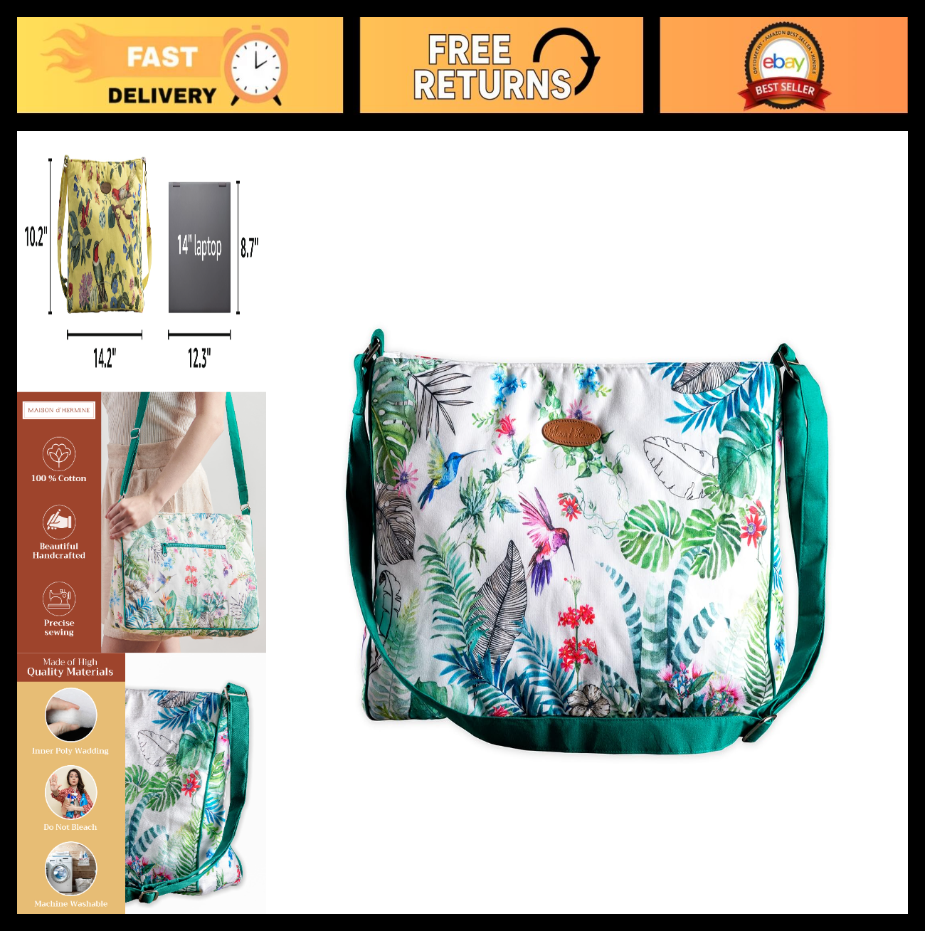 Stylish Cotton Shoulder Bag for Women   Versatile Handbag, Perfect for Everyday0