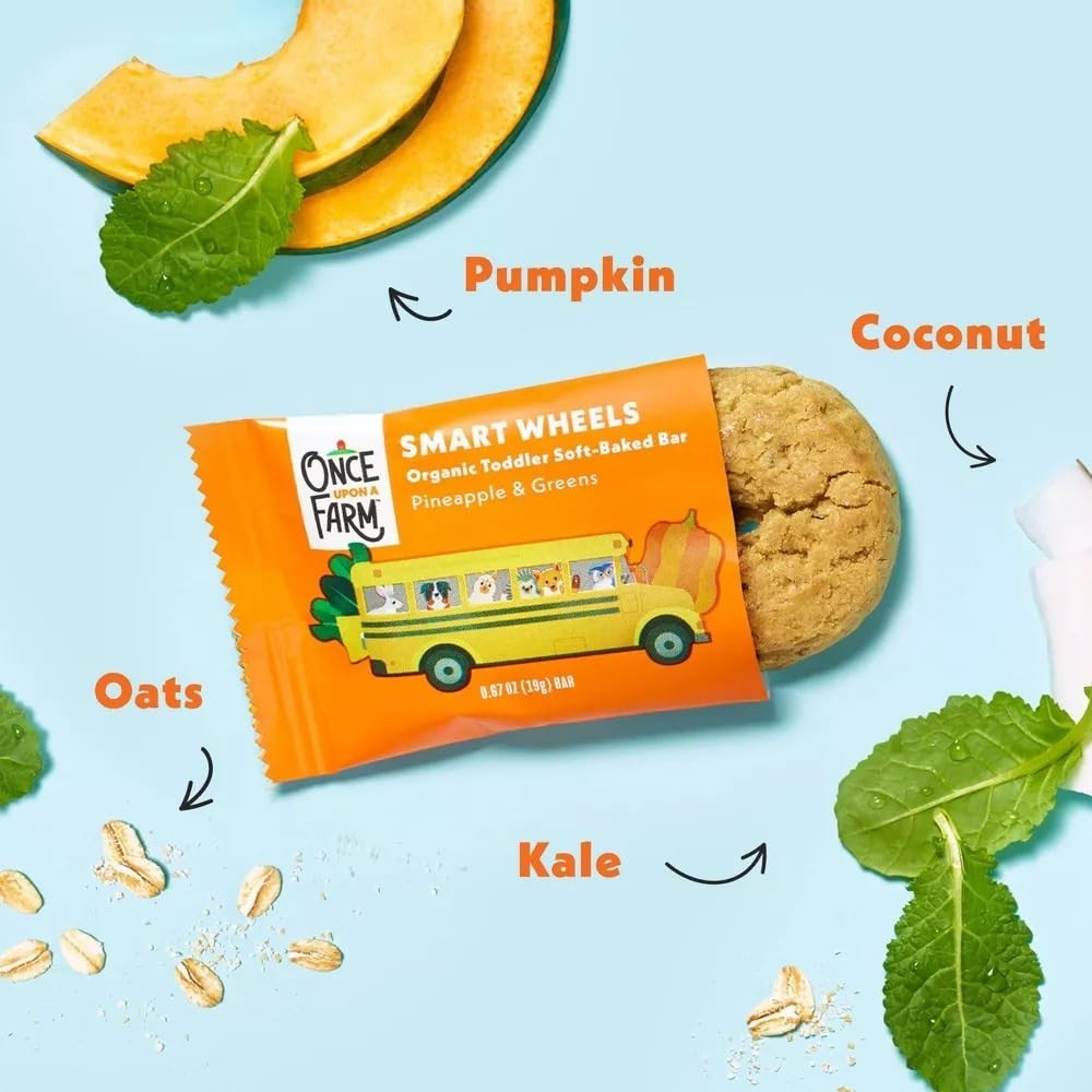 Organic Smart Wheels Bars Variety Pack - Pineapple Raspberry & Greens, Non-GMO,3