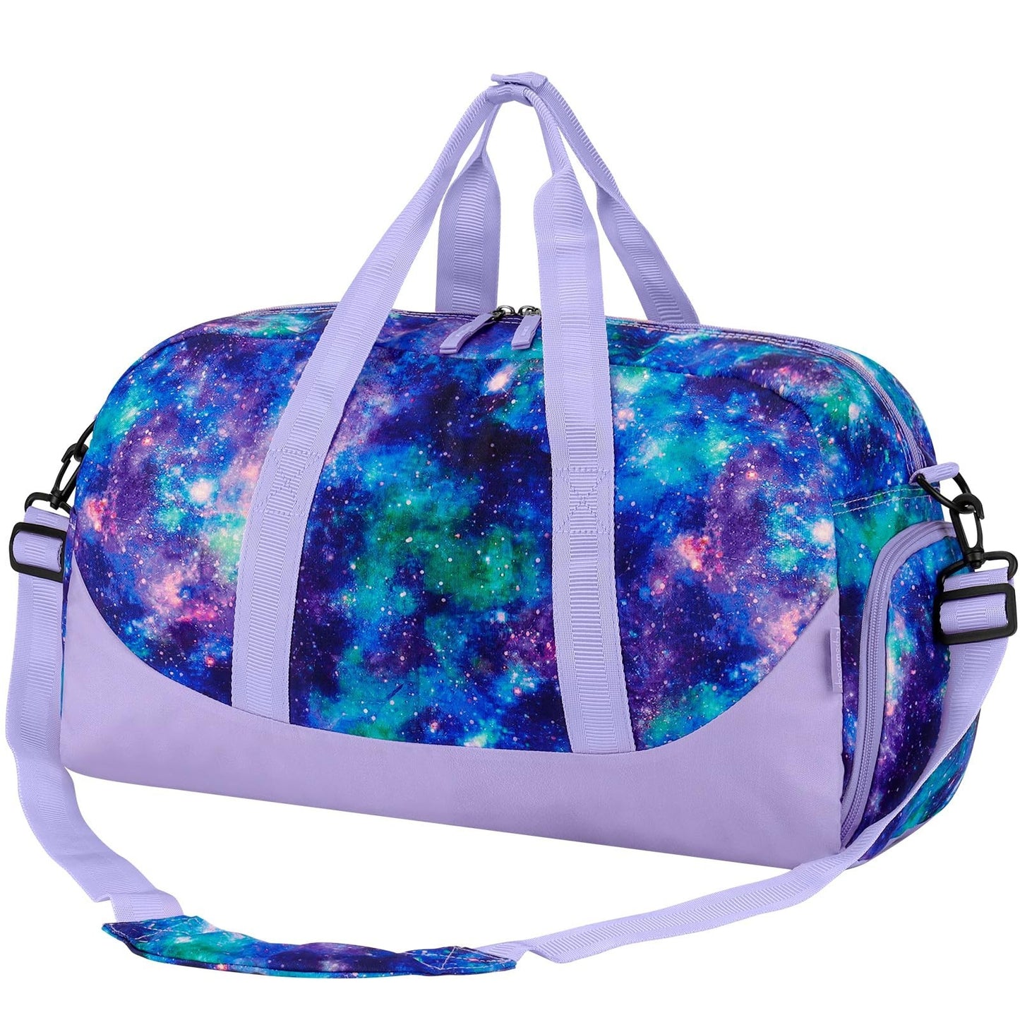 Galaxy Kids Duffle Bag - Large Overnight Travel Bag with Shoe Compartment, Purpl0