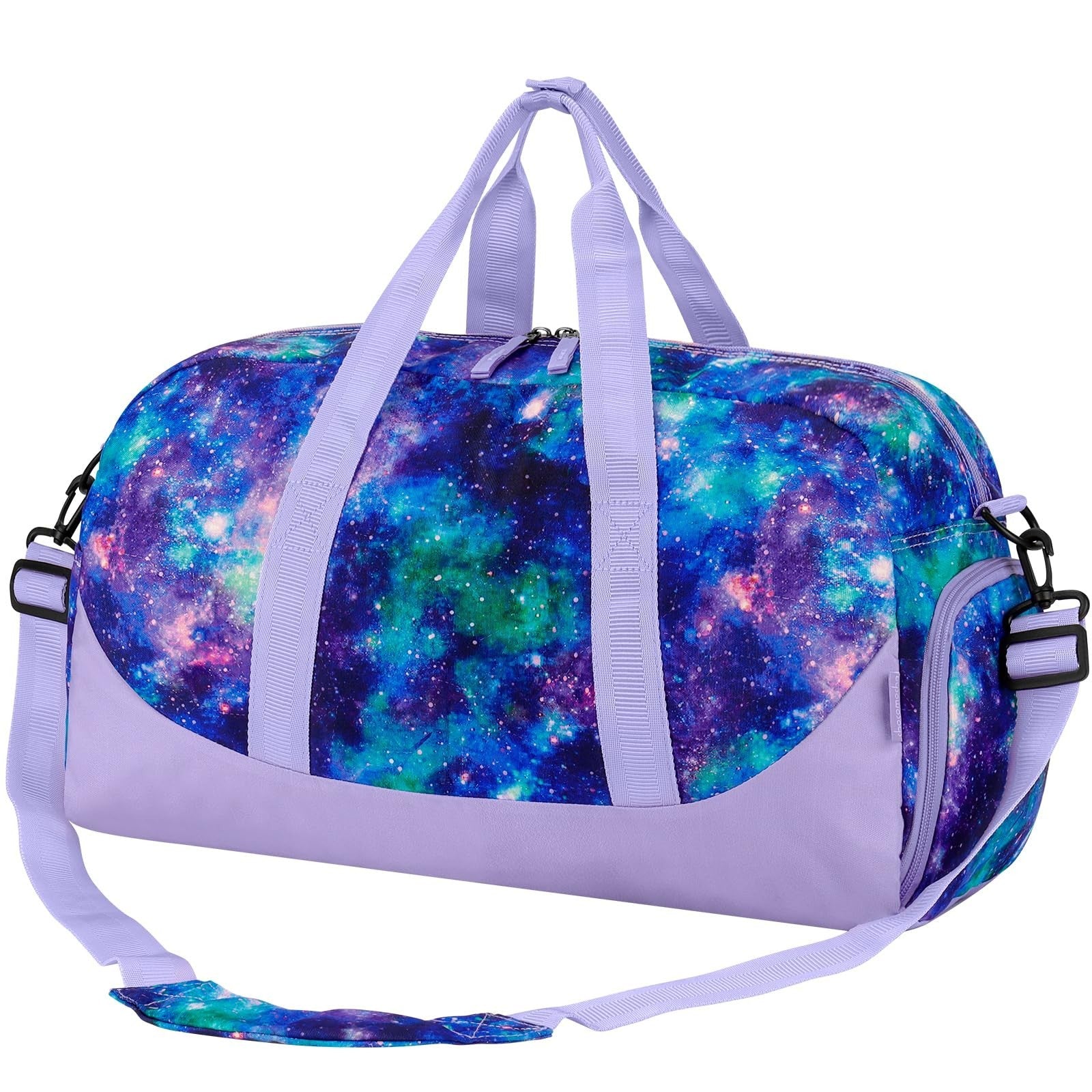 Galaxy Kids Duffle Bag - Large Overnight Travel Bag with Shoe Compartment, Purpl0