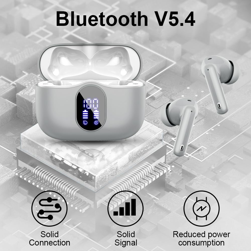 Wireless Bluetooth 5.4 Earbuds, Noise Cancelling, 36H Playtime, IP7 Waterproof,3