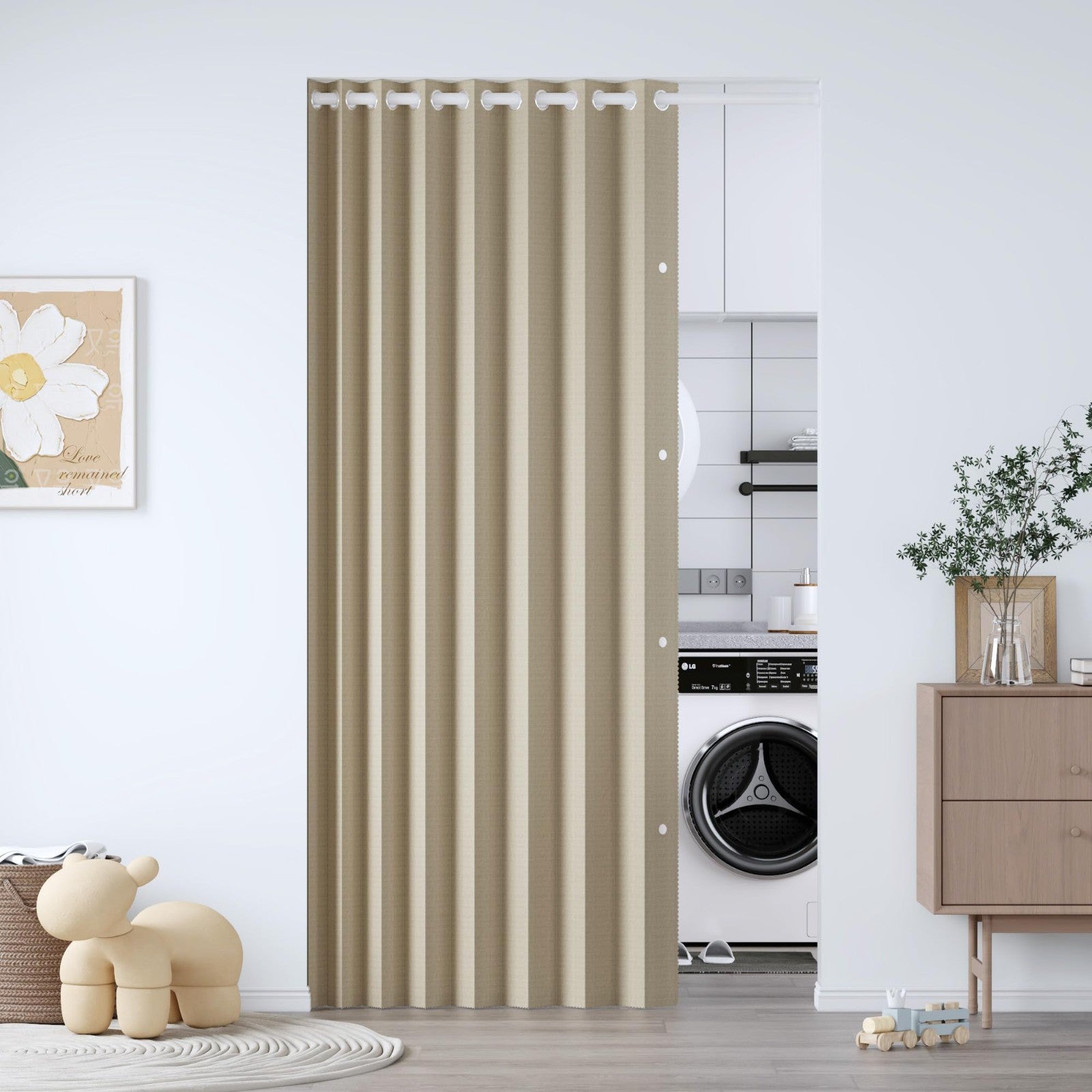 100% Blackout Magnetic Folding Door Curtain   Accordion Closet Panel, W52 x L72,1