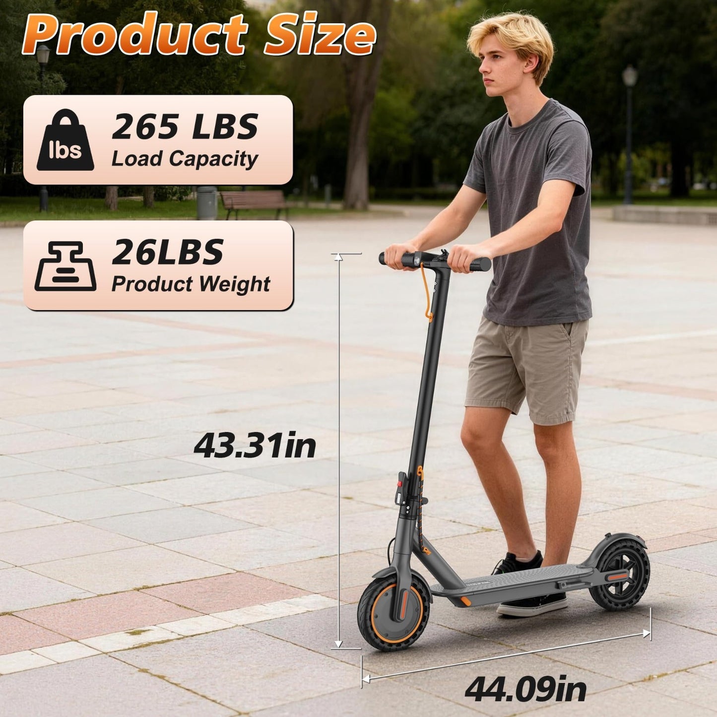 Powerful Electric Scooter 350W/500W Motor, 19MPH Speed, 21-28 Miles Range, Foldi8