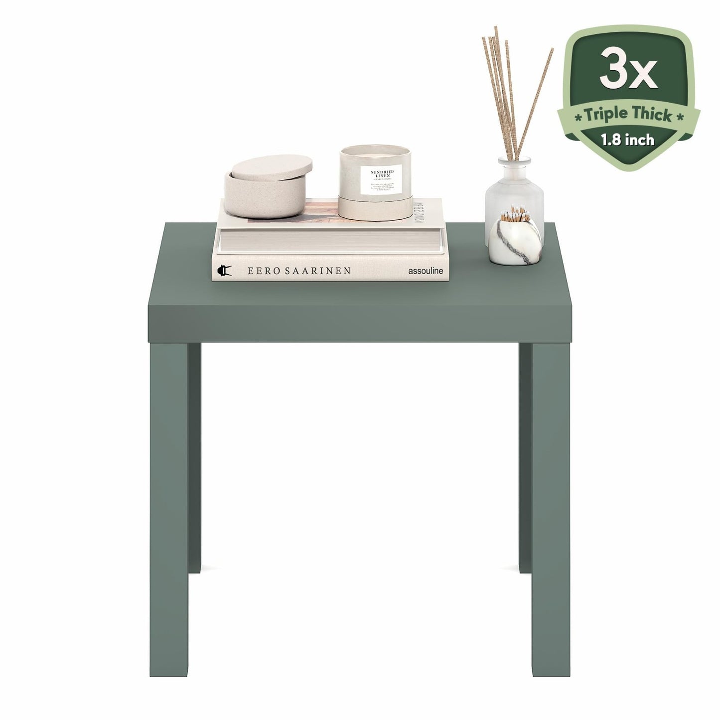 Modern Square Side Table - 1.8" Thick Top, Simple Nightstand, Toolless Assembly,4