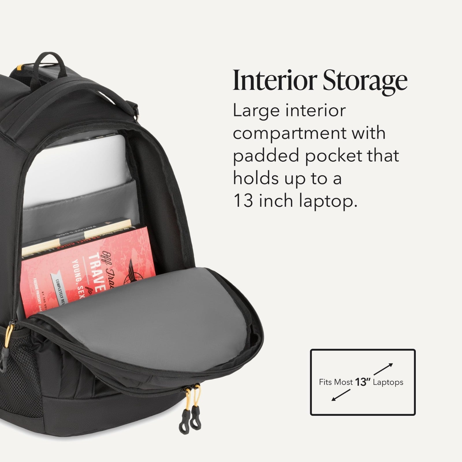 13 Inch Laptop Backpack, Airflow Back Panel, Reflective Accents, Bungee System,4