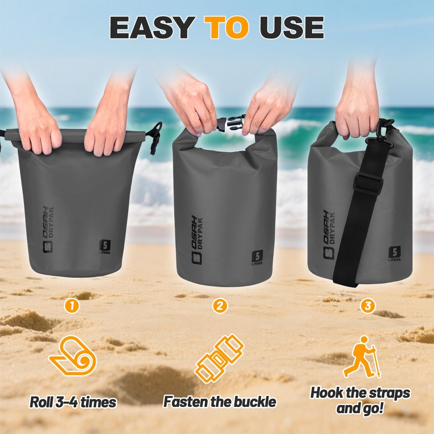 Waterproof Dry Bag - Lightweight Roll Top Backpack, 5L-40L for Travel, Kayaking,4