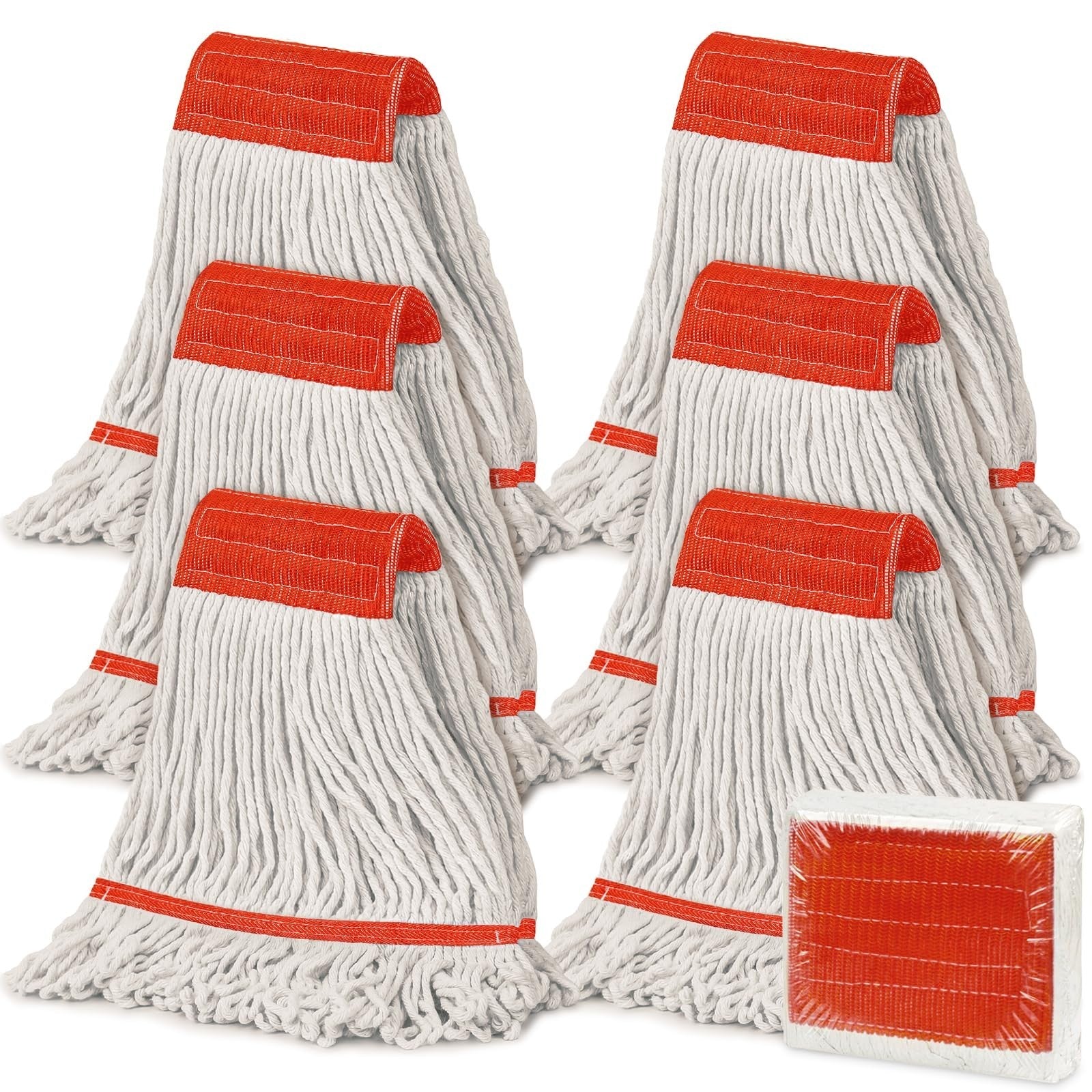 6PK Heavy Duty Cotton Mop Head Refills, Highly Absorbent Industrial Wet Mop for0