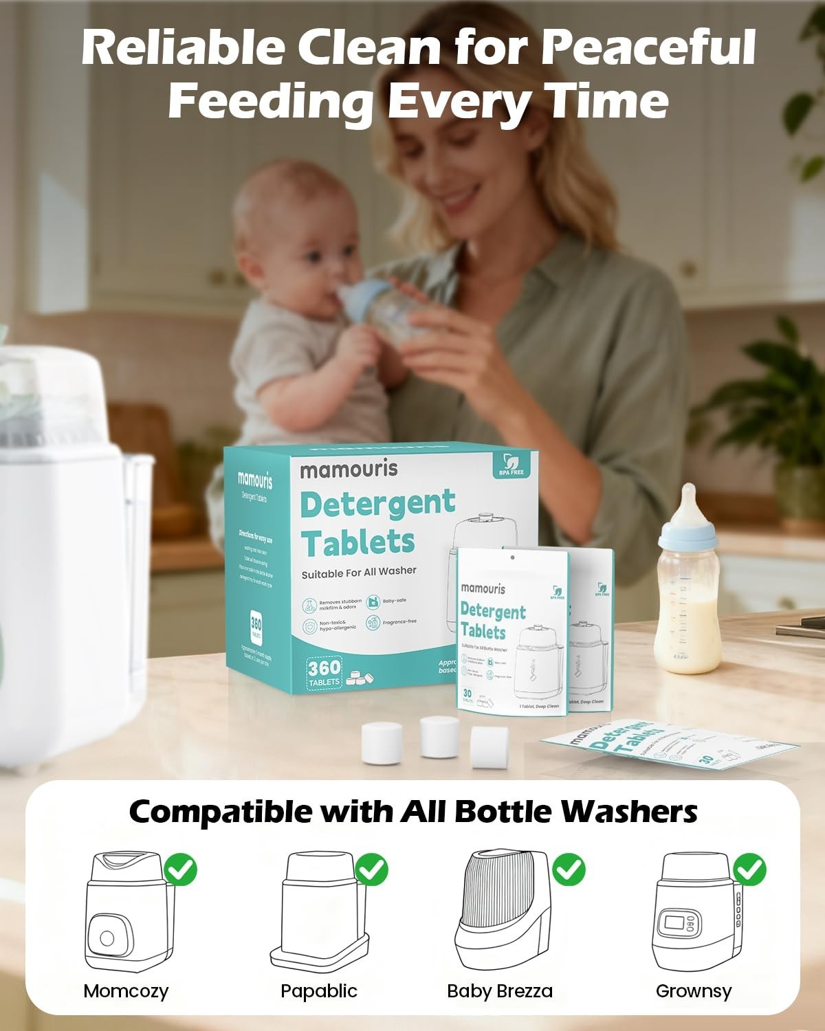 360 Count Bottle Washer Tablets - 5x Natural Enzyme Formula, Removes Milk Residu2