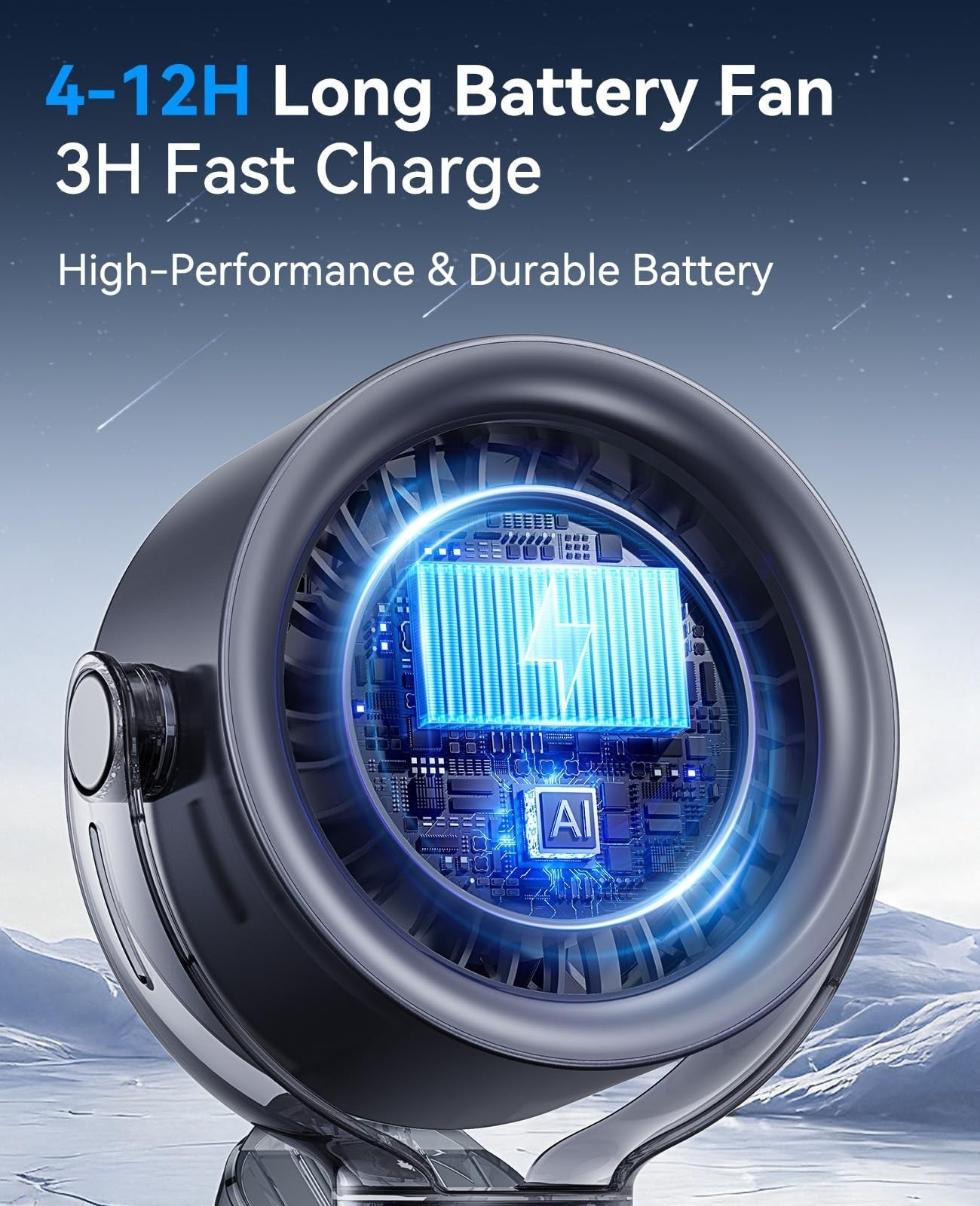 4000mAh Portable Clip On Fan, 100 Speed Touch Control, LED Display, 360° Rotate,2