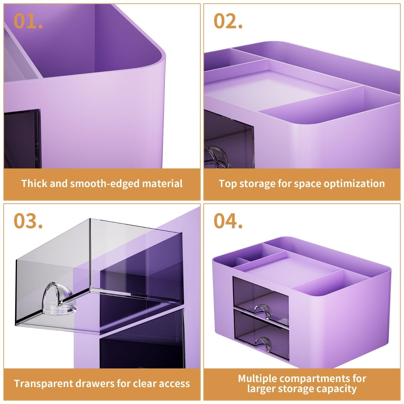 Multi Functional Desk Organizer with 2 Drawers, 5 Compartments, Pencil Holder  5