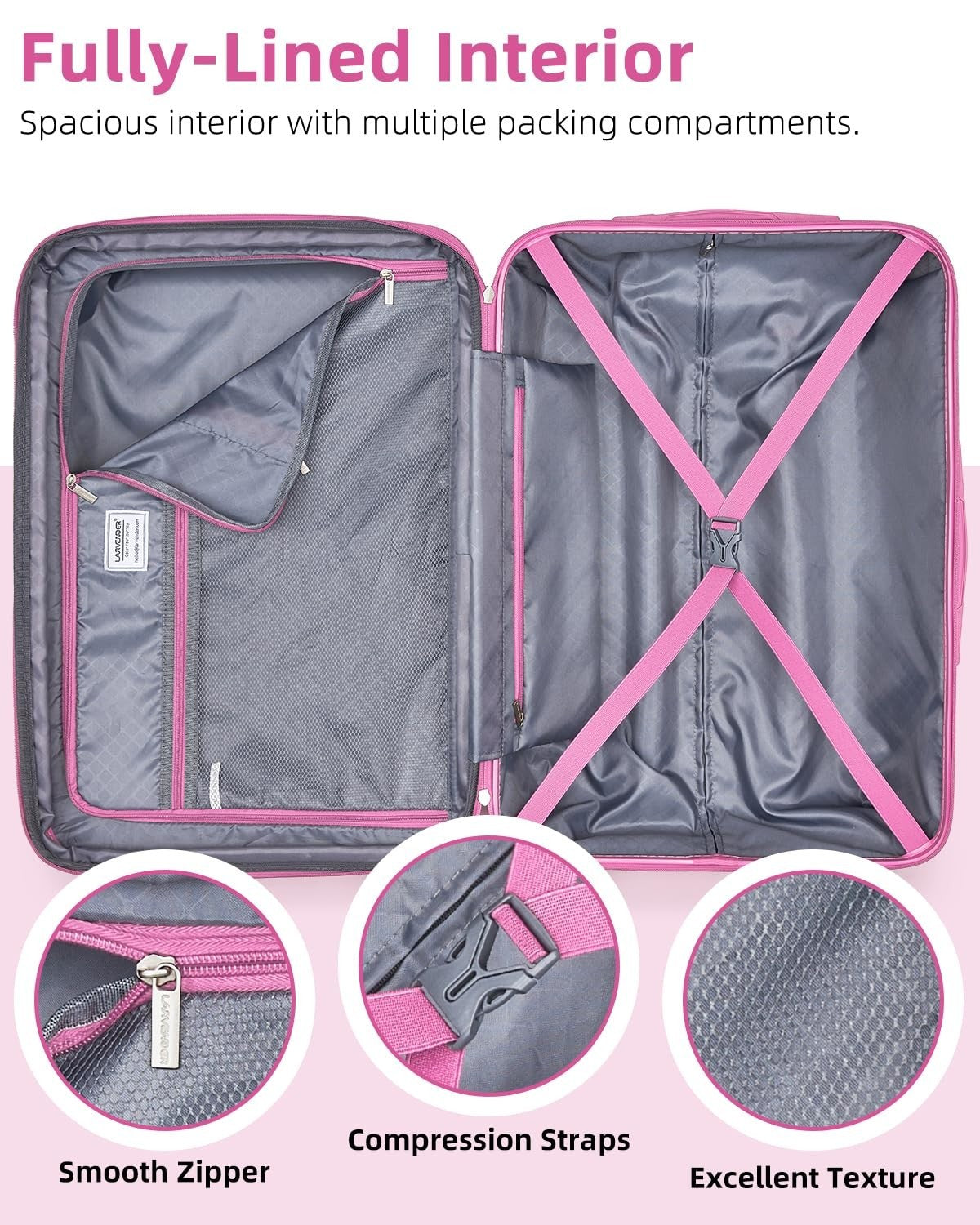 3-Piece Carry-On Luggage Set, 20" Hardshell Suitcase & Duffel Bag, Lightweight,6