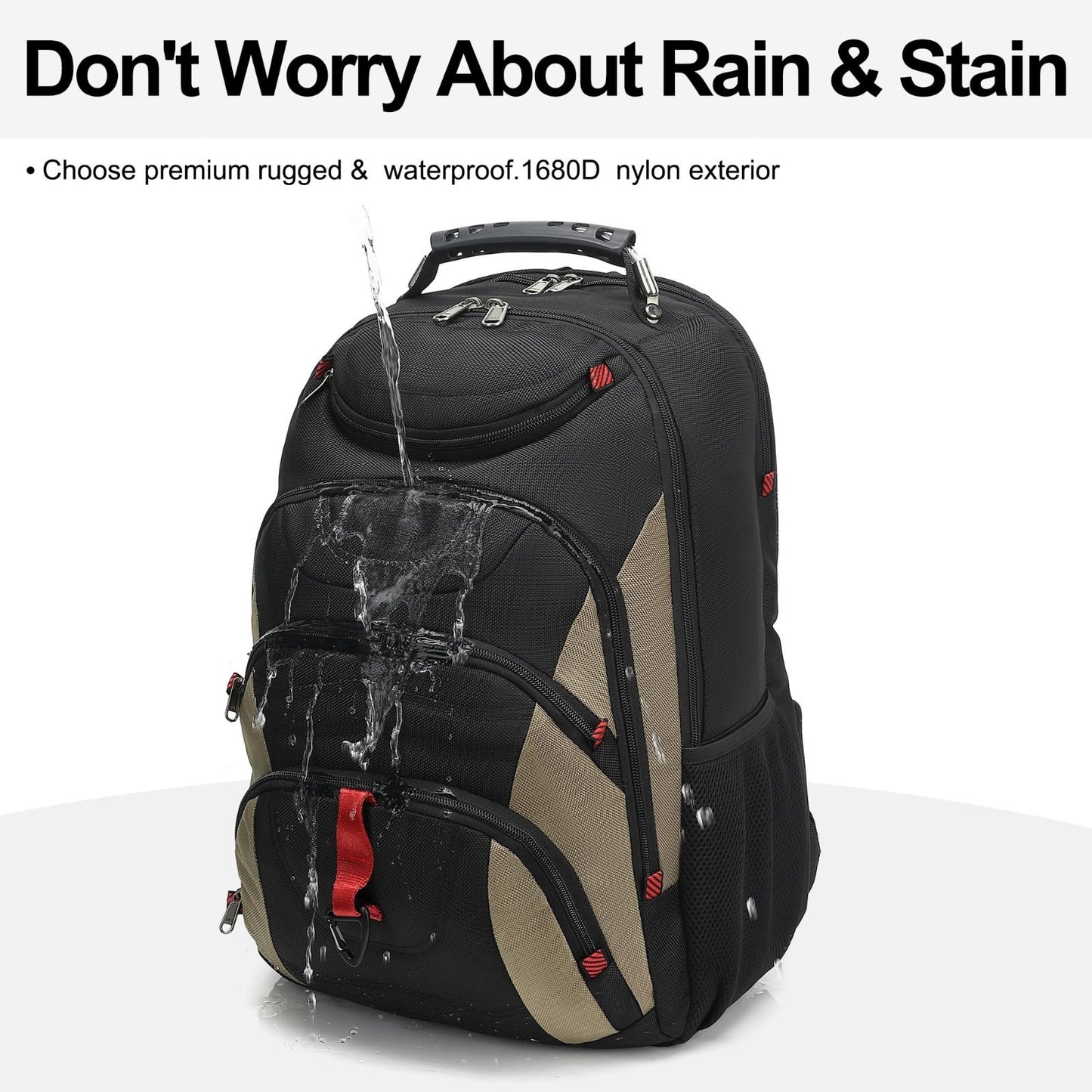 17.3" Waterproof Laptop Backpack with USB Port, Anti Theft Travel Bag for Work &5
