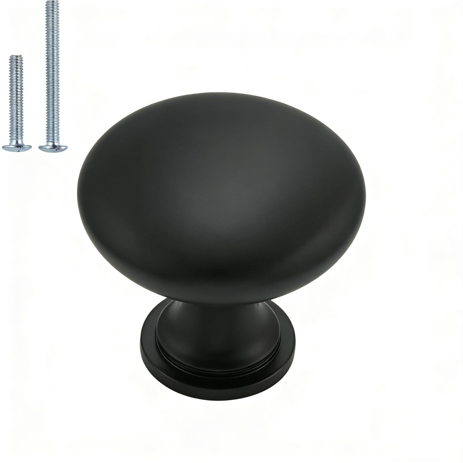 12 Pack Black Round Zinc Alloy Cabinet Knobs | Rust Resistant, Smooth Finish, Ea1