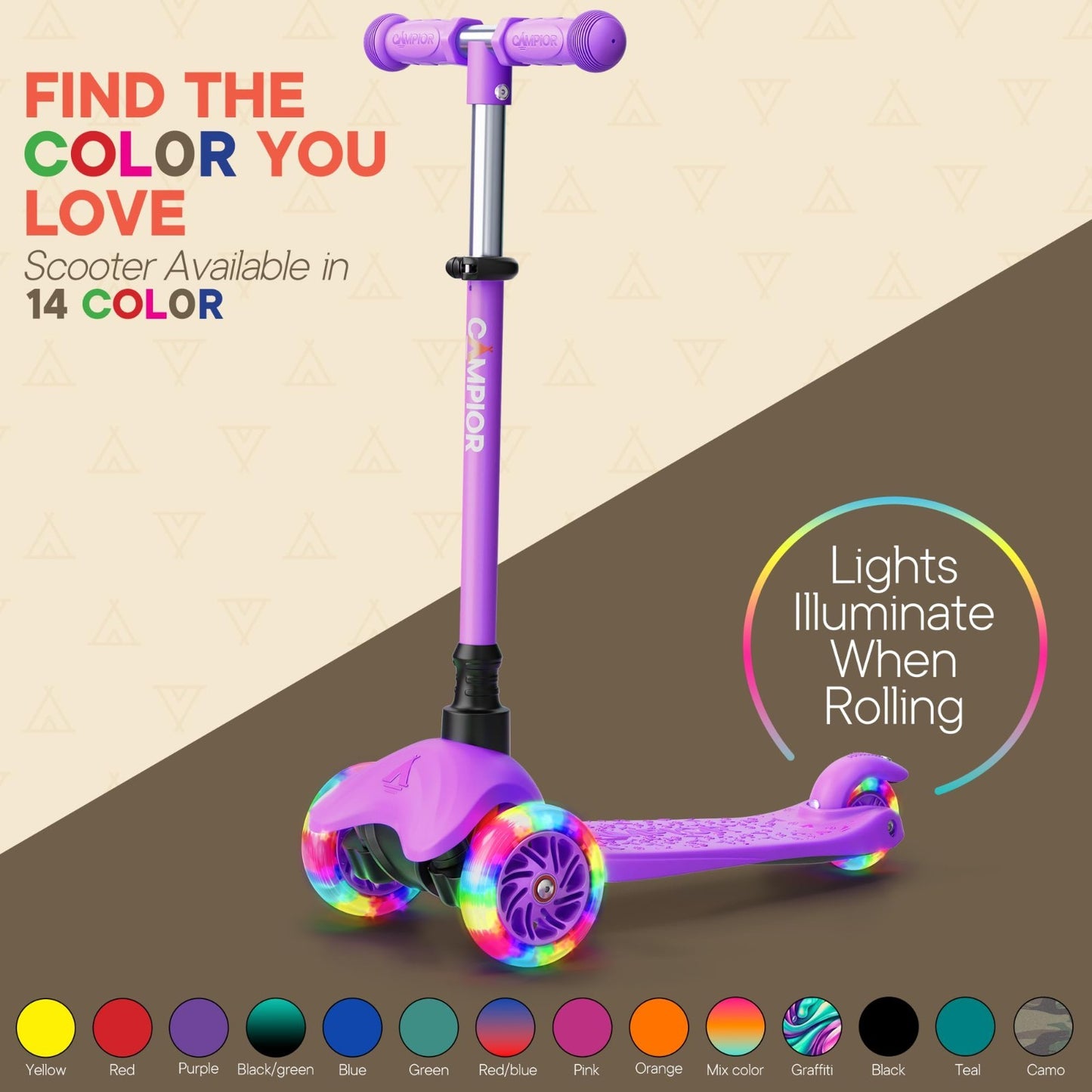 Mini 3-Wheel Scooter for Kids - LED Light-Up Wheels, Adjustable Handlebar, Anti-7