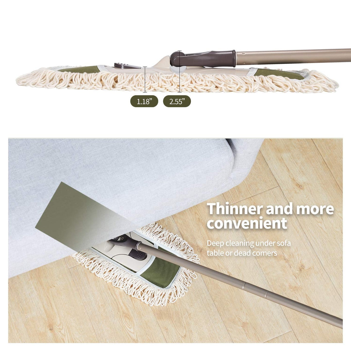 Microfiber Dust Mop with 2 Pads - Quick Swap for Home & Commercial Cleaning5