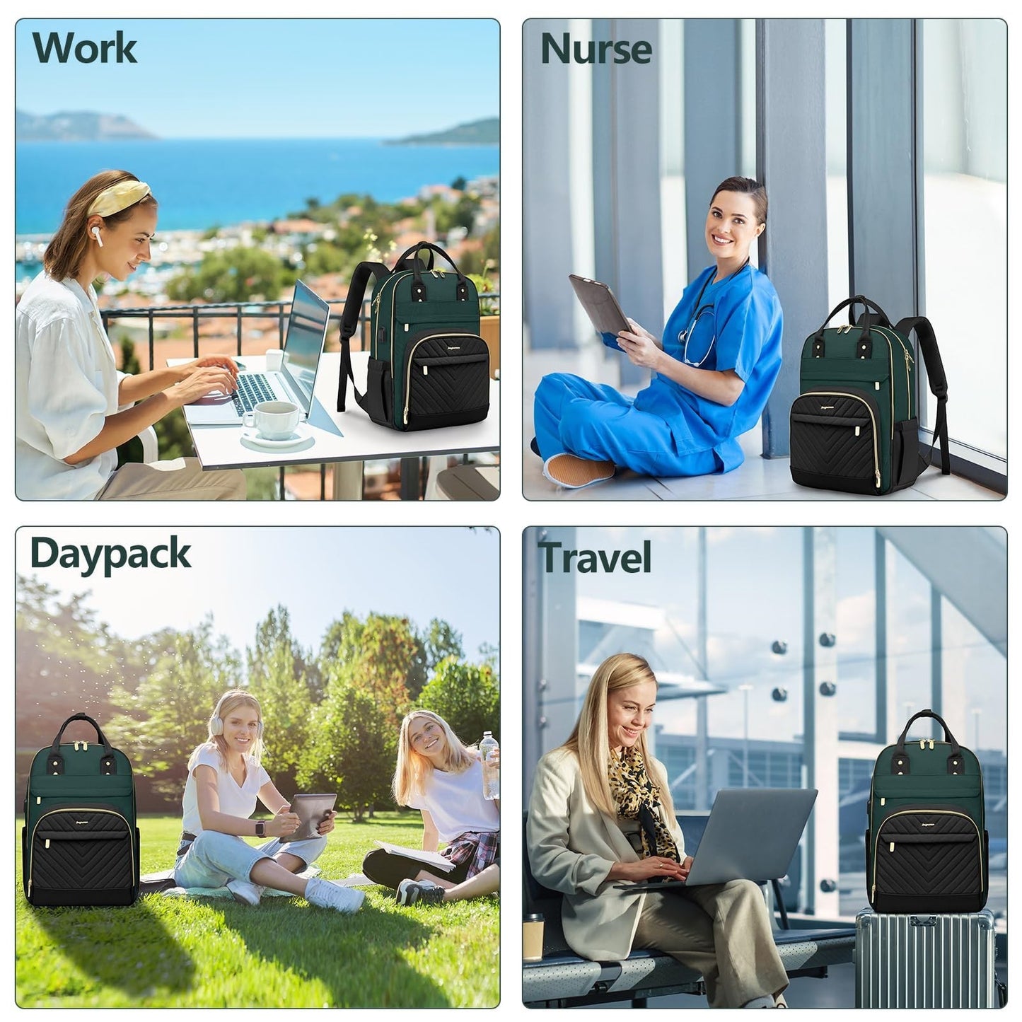 Stylish 15.6" Laptop Backpack for Women   Waterproof Travel Bag with USB Charger6