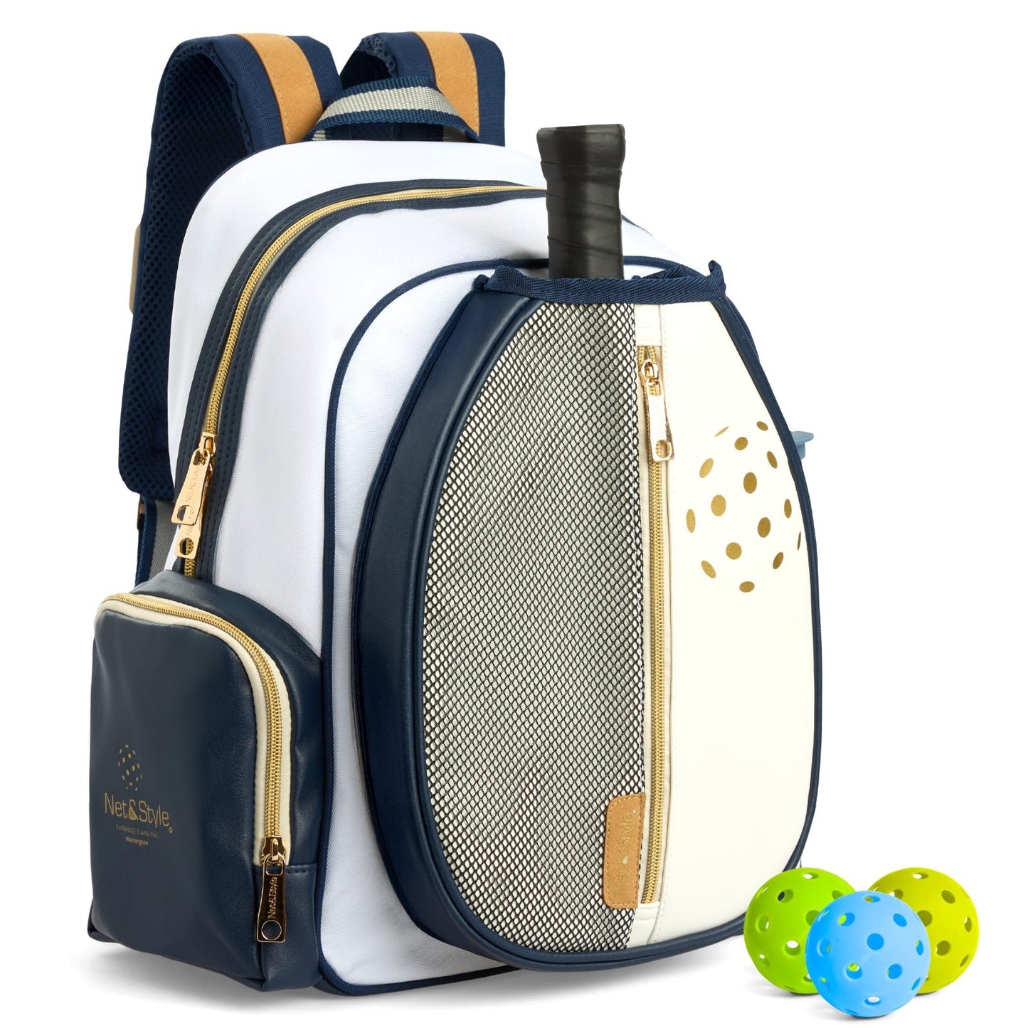 Large Capacity Pickleball Backpack with Paddle Holder, Ball Pocket & Water Bottl1
