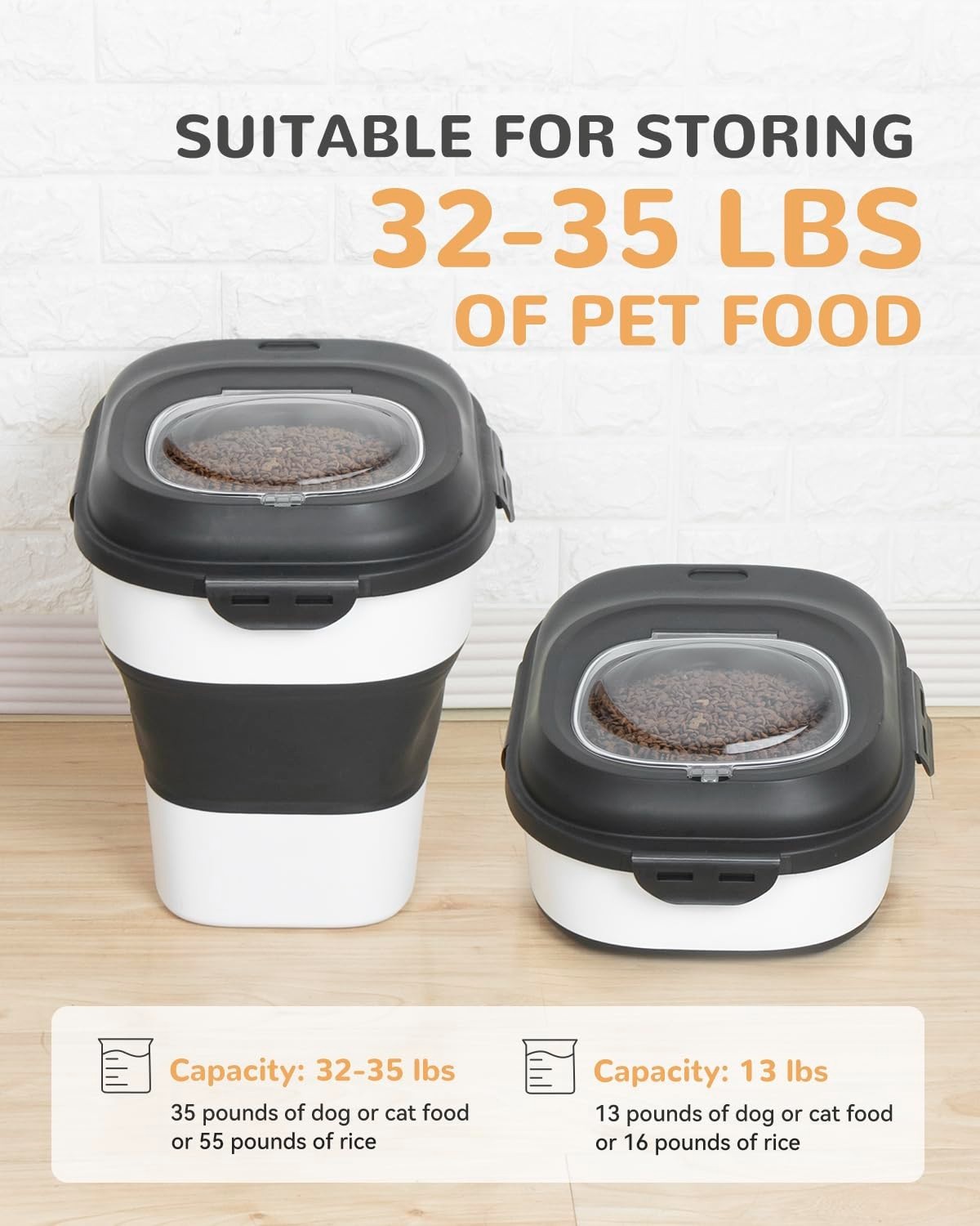 Collapsible Dog Food Storage Container - 30-35 Lbs Capacity, Airtight & Durable2