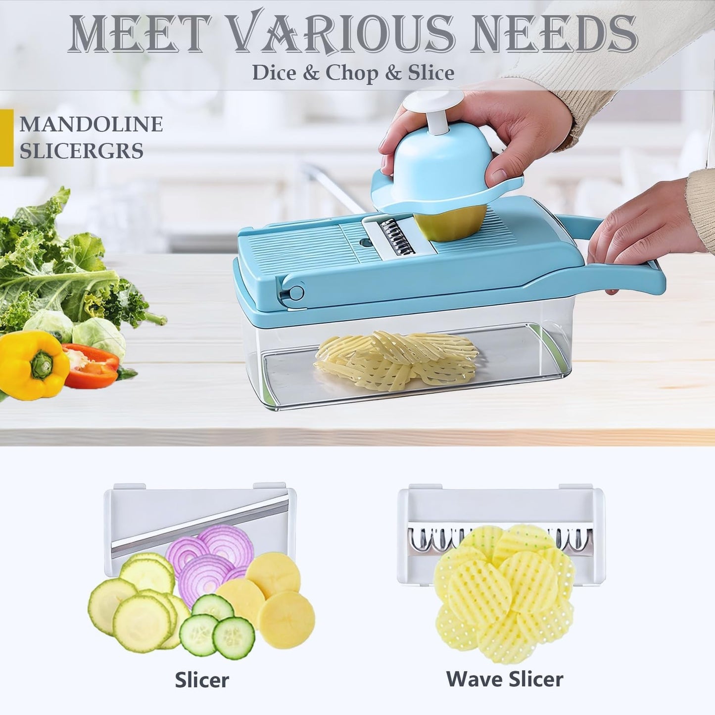 16 in 1 Vegetable Chopper & Mandoline Slicer, Food Cutter with Container, Spiral2