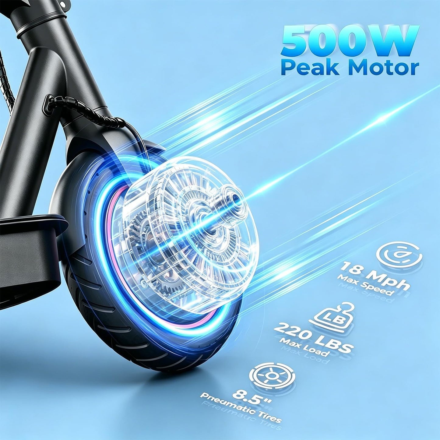 Powerful Electric Scooter for Adults - 1200W/1000W/500W Motor, 10"/8.5" Tires, A2