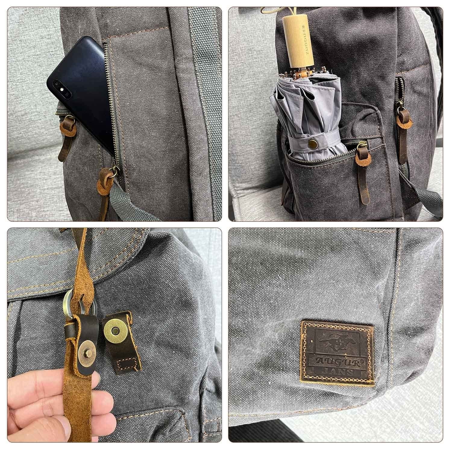 High Capacity Canvas Vintage Backpack for Camping, Hiking, Travel, 12 15" Laptop2
