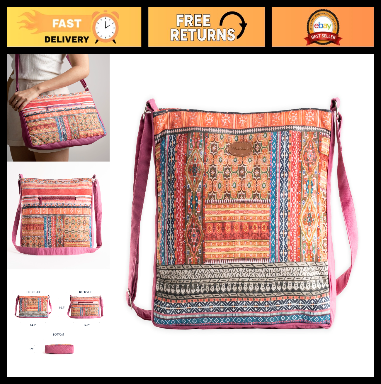 Stylish Cotton Shoulder Bag for Women   Versatile Handbag, Everyday Use, Fashion0