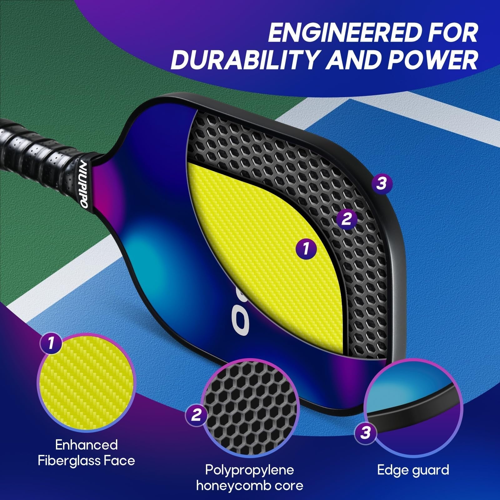Pickleball Paddle Set of 2 or 4 - USAPA Approved, Fiberglass, Lightweight, Inclu5