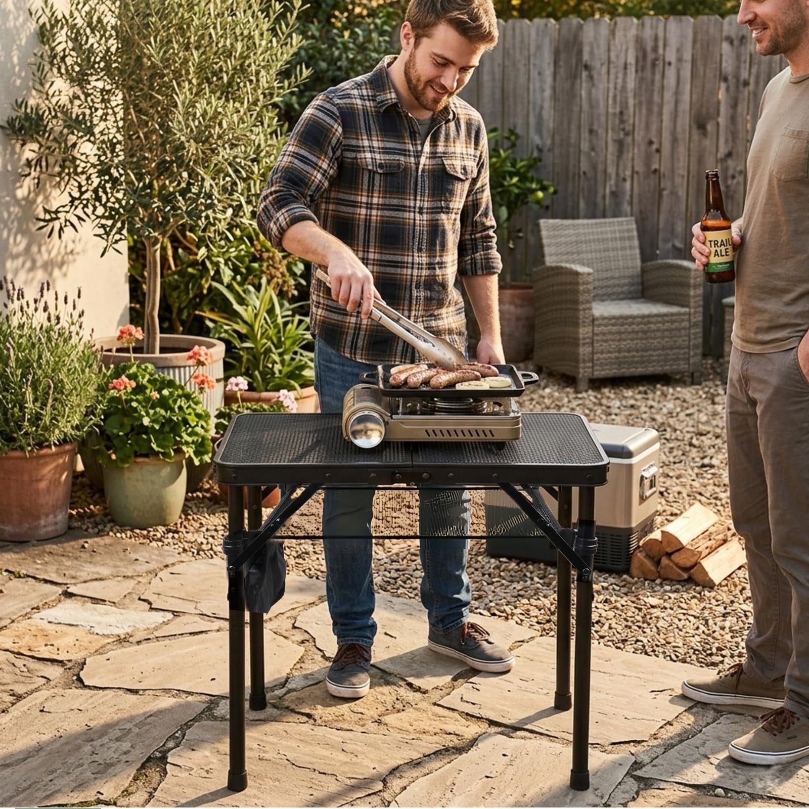 Compact Folding Picnic Table - Portable Outdoor Camping Table with Mesh Bag for2