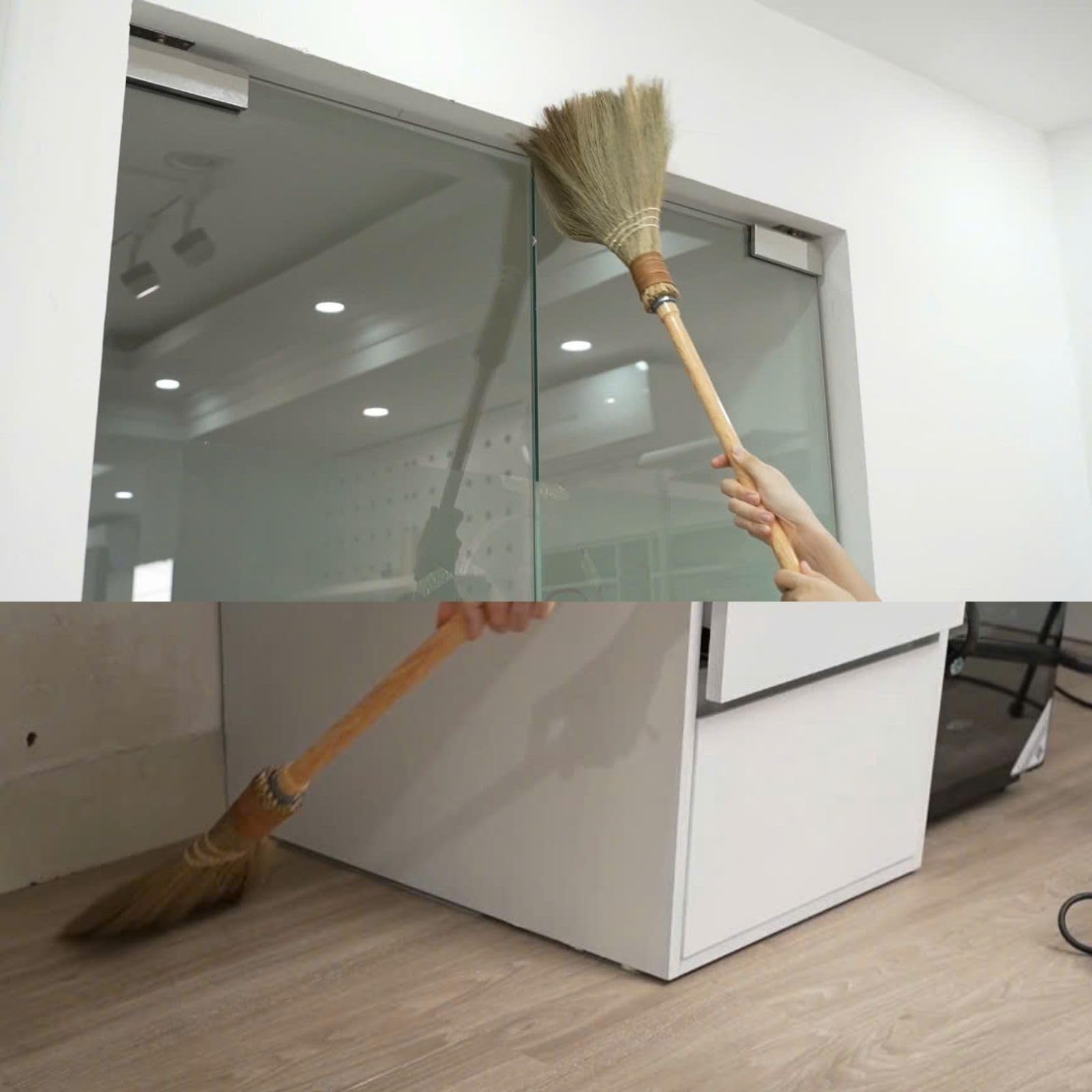Natural Handheld Broom - Vietnamese Straw Whisk for Indoor/Outdoor Cleaning - 9.5
