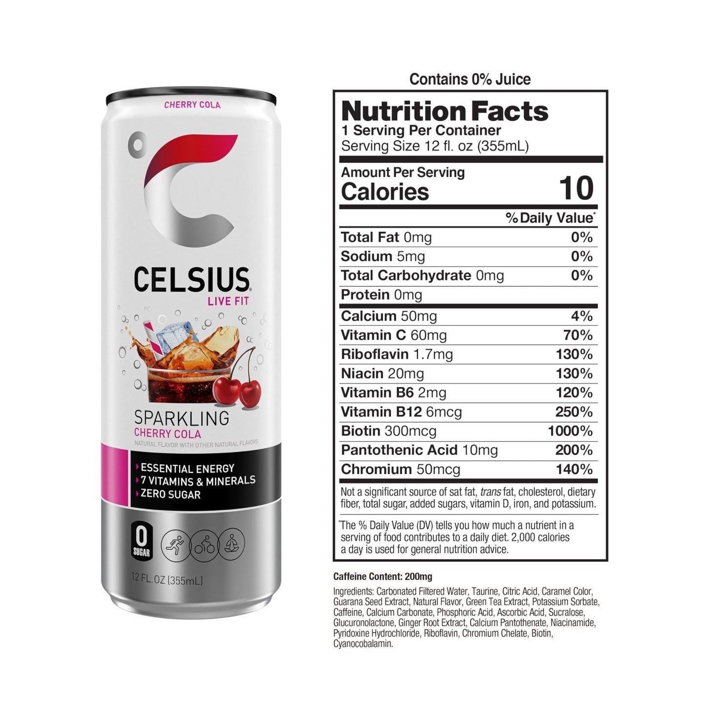 Sparkling Cherry Cola Energy Drink, Sugar Free, 12 Fl Oz, Pack of 12 Cans2