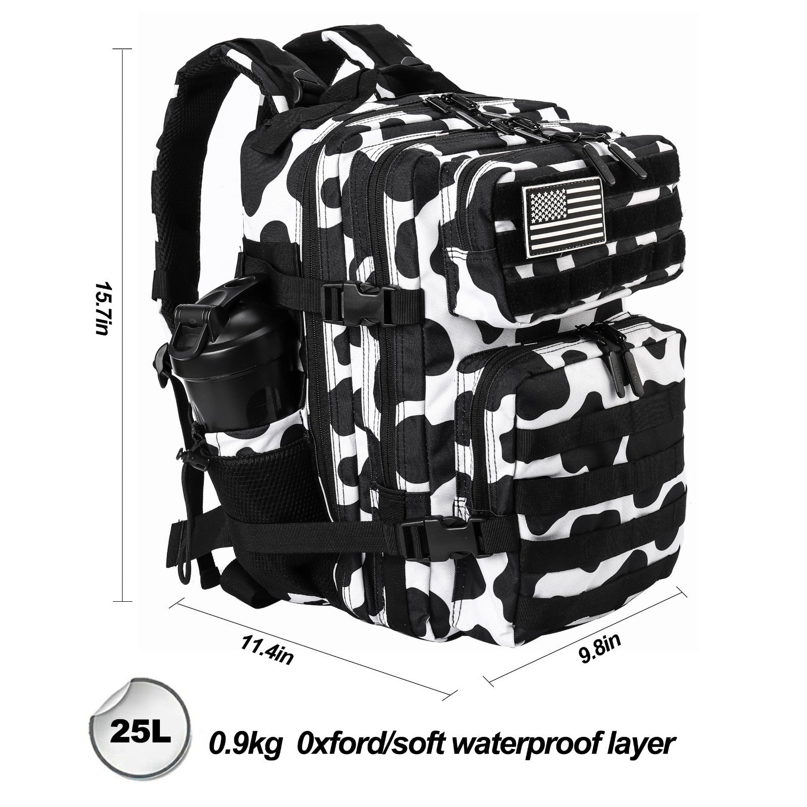 Tactical Military Backpack 25L/35L   Army Assault Rucksack with Bottle Holder, U2