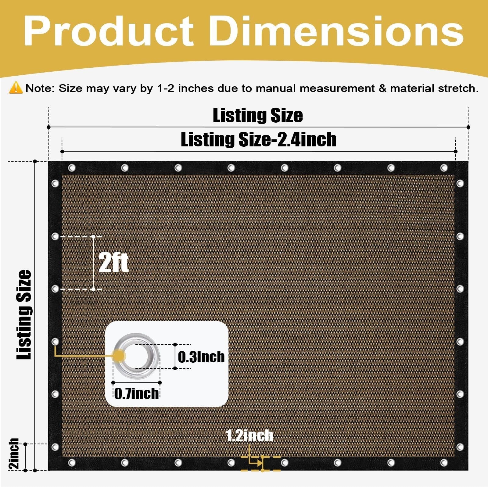 90% Sun Shade Cloth Canopy 8' x 12' with Grommets   Outdoor Patio Garden Tarp, M1