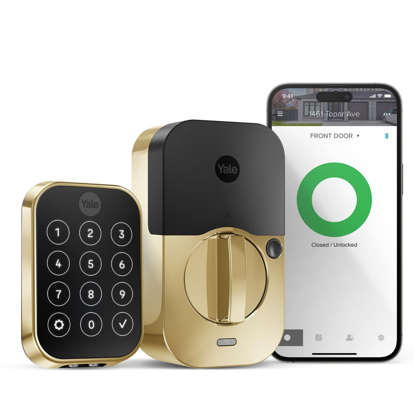 Touchscreen Deadbolt with Bluetooth, Smart Lock, Lifetime Brass Finish, Keyless0