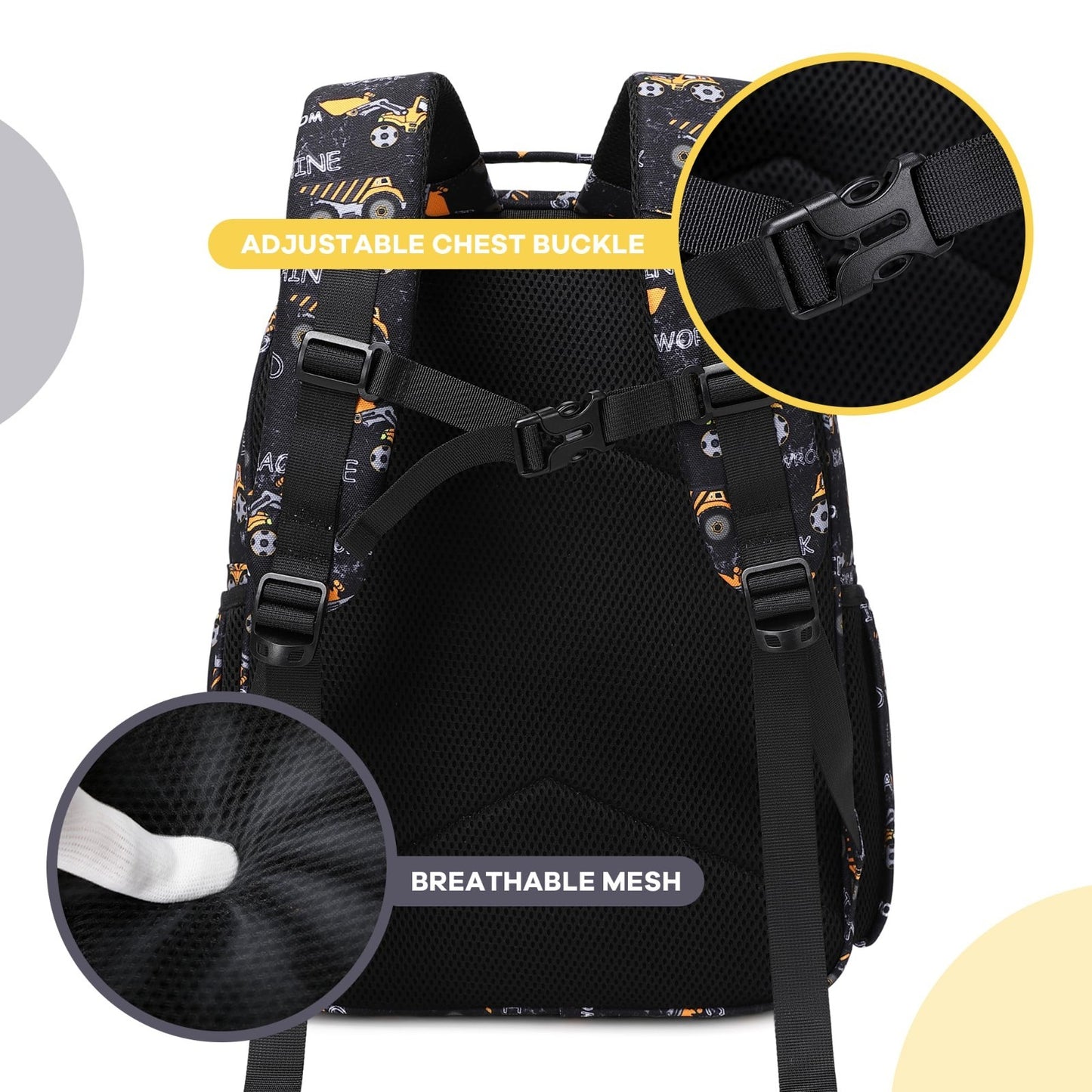 Lightweight Kids Backpack for Boys   Cute Excavator Design, Ages 4 8, School Use2