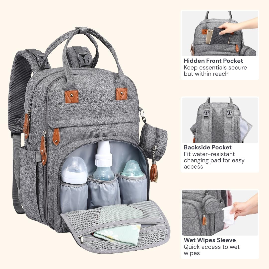 Multi Function Water Resistant Diaper Bag Backpack   Baby Travel Tote, Changing6
