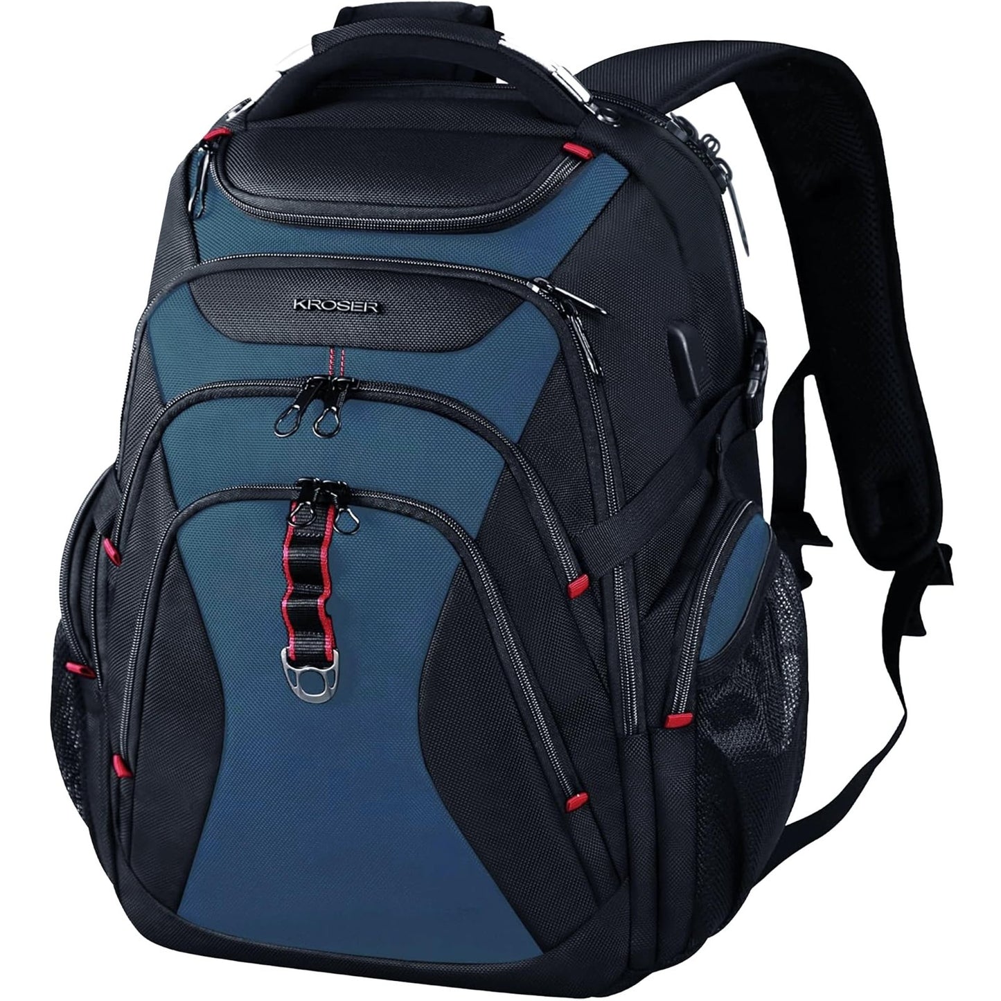 17.3" Laptop Backpack for Men, Stylish Computer Bag, Water Resistant, Black & Bl1