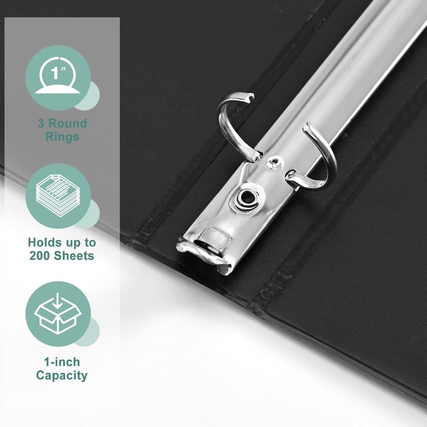 1-Inch 3-Ring Binder - Customizable Clear Cover for US Letter Size, 12 Pack3