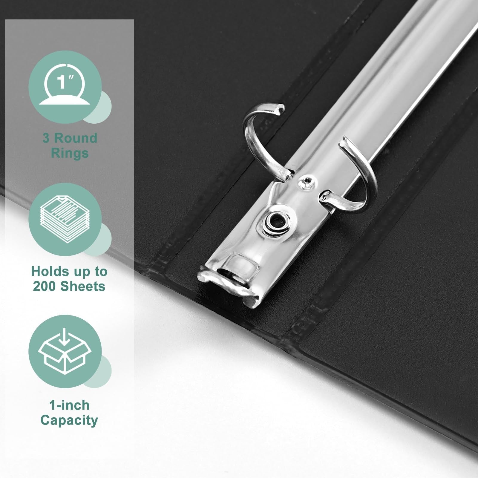 1-Inch 3-Ring Binder - Customizable Clear Cover for US Letter Size, 12 Pack3