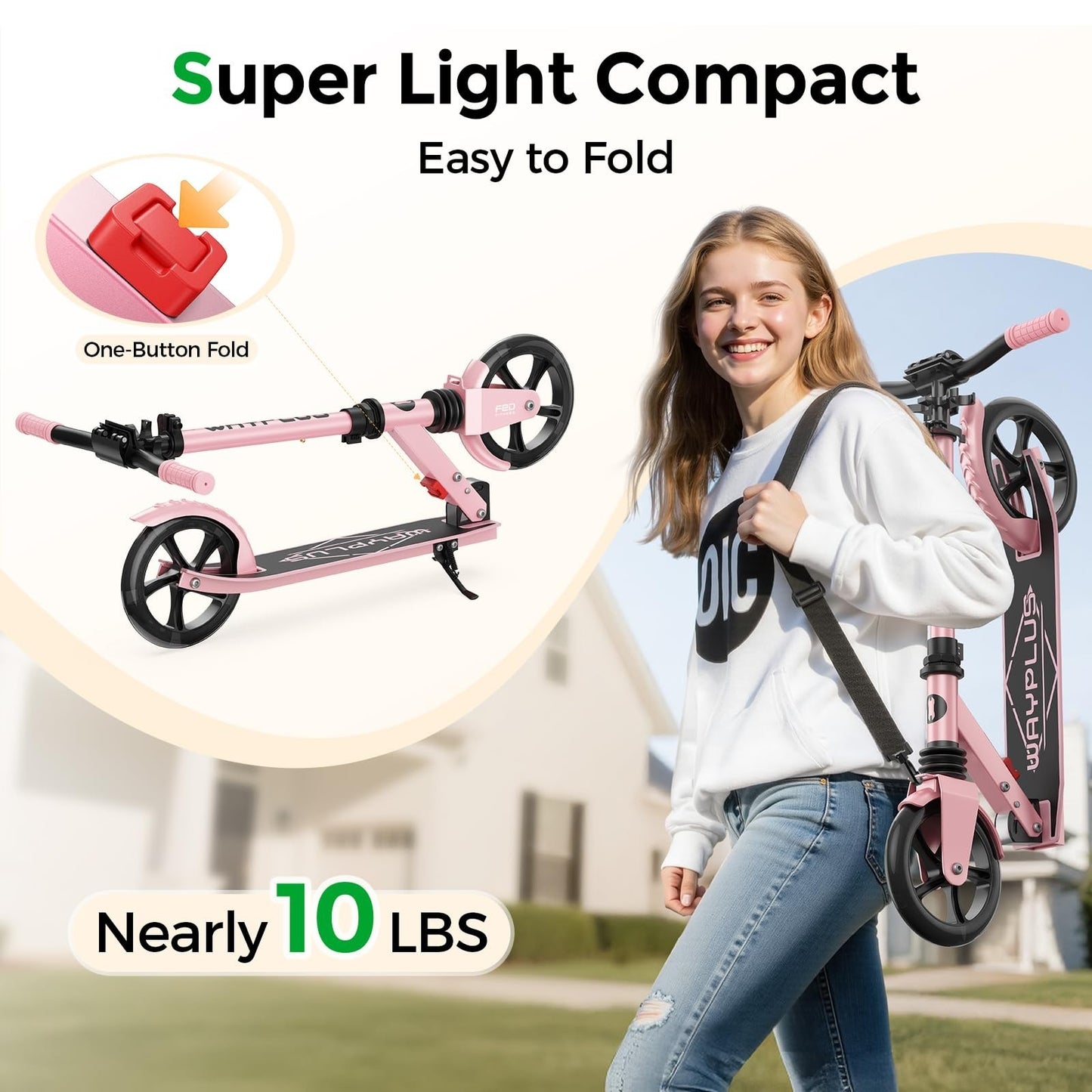 Kick Scooter for Kids, Teens & Adults - 8" Big Wheels, 240lb Capacity, Ages 6+2