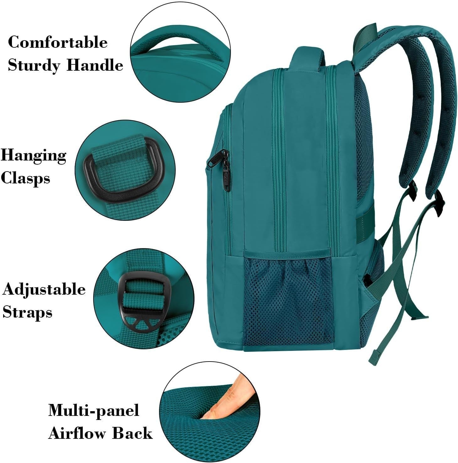 Peacock Blue Slim Laptop Backpack, 15.6 Inch Underseat Travel Bag for Laptops4