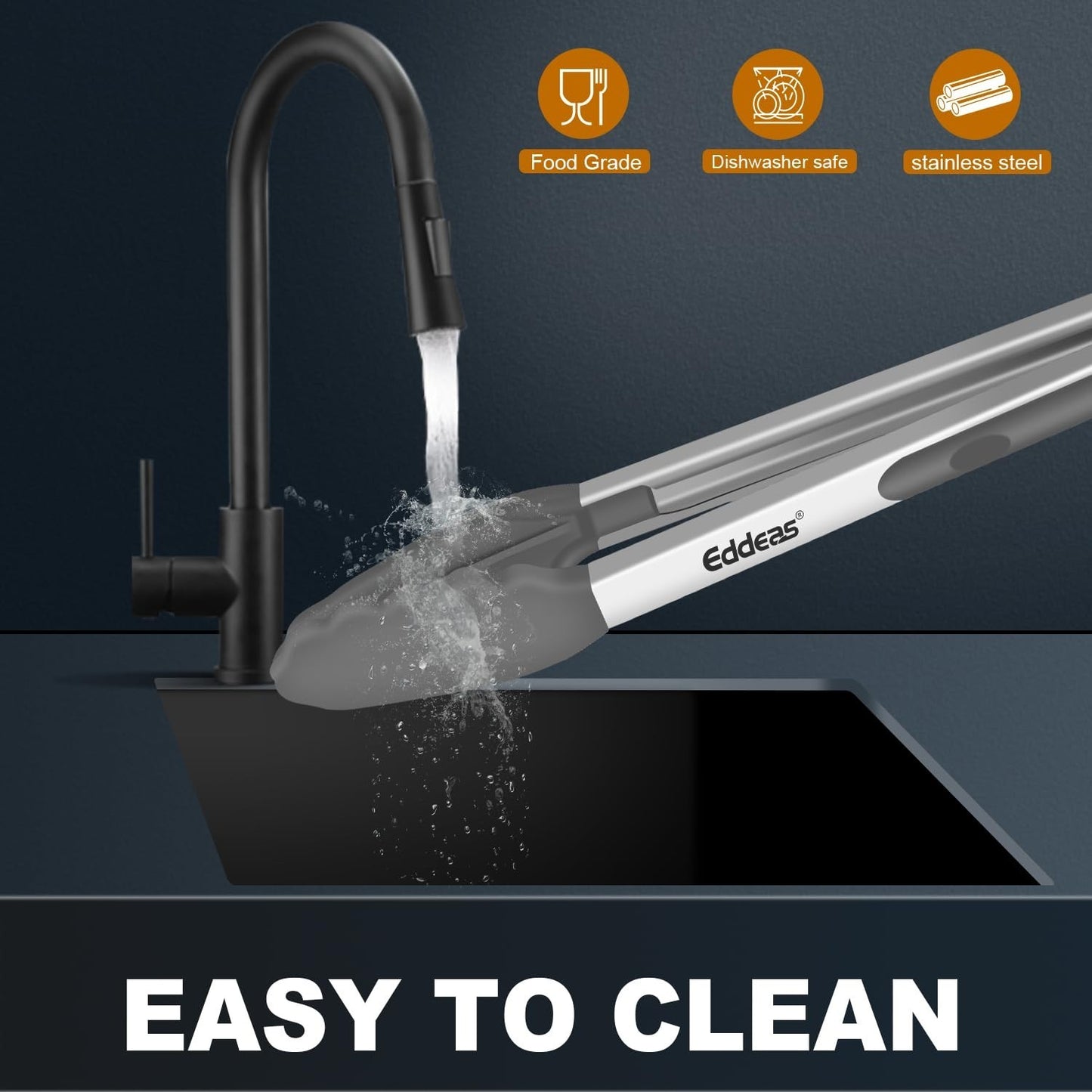 Heat Resistant Silicone Tongs Set 7/9/12"   Heavy Duty Stainless Steel, 600°F No6