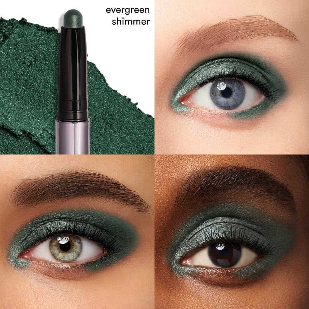 Crème-to-Powder Eyeshadow Stick - Evergreen Shimmer, Long-Lasting Color, Easy Ap2