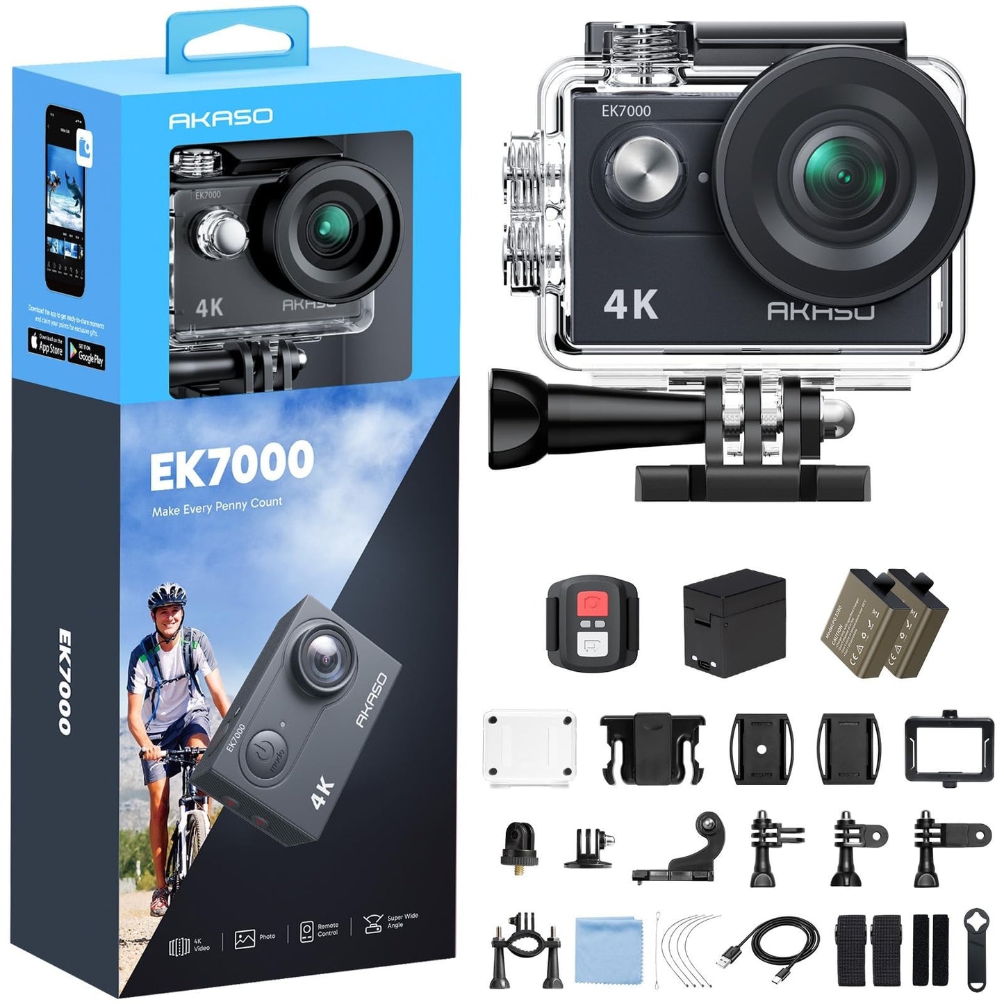 4K Action Camera 20MP WiFi EIS Ultra HD Waterproof 131FT Remote Control 4X Zoom1