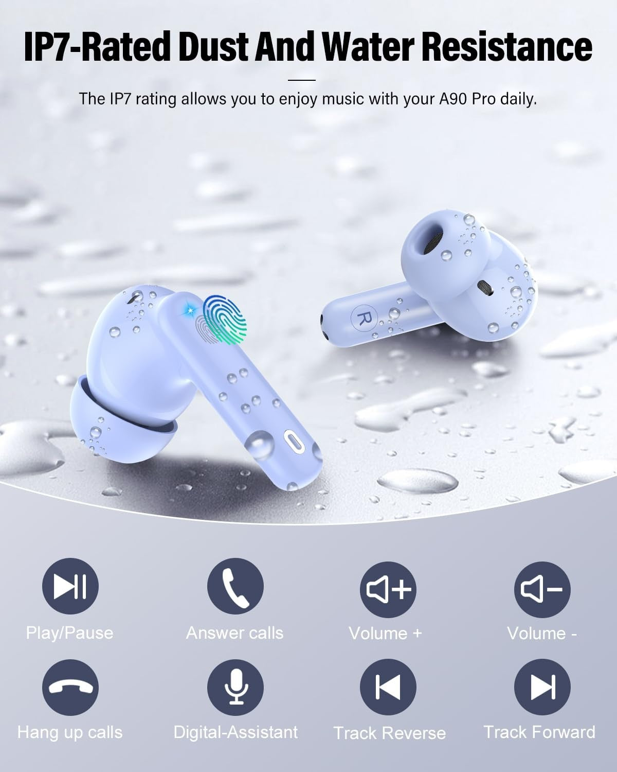 Bluetooth 5.4 Wireless Earbuds, Noise Cancelling, IP7 Waterproof, 36H Playtime,7