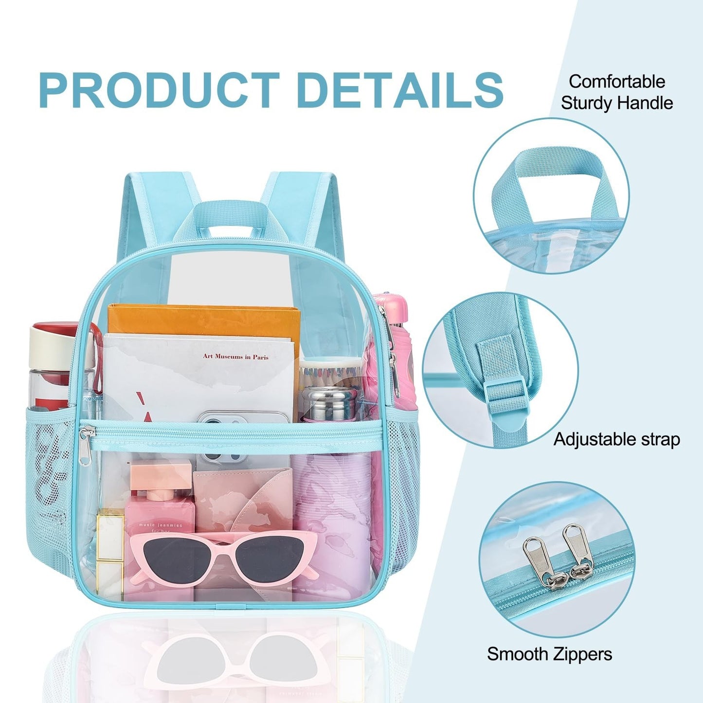 Clear Stadium Backpack - Waterproof, 12x6x12, Ideal for Concerts & Sports Events5