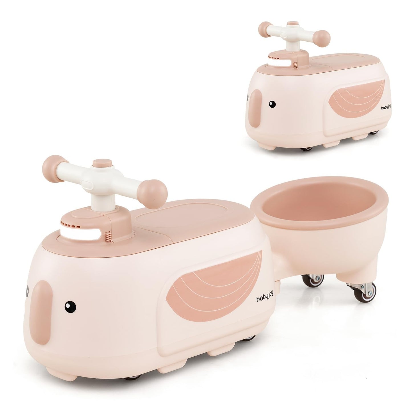 2-in-1 Toddler Ride-On Scooter with Trailer, Lights, Music & Storage - Kids 1+1