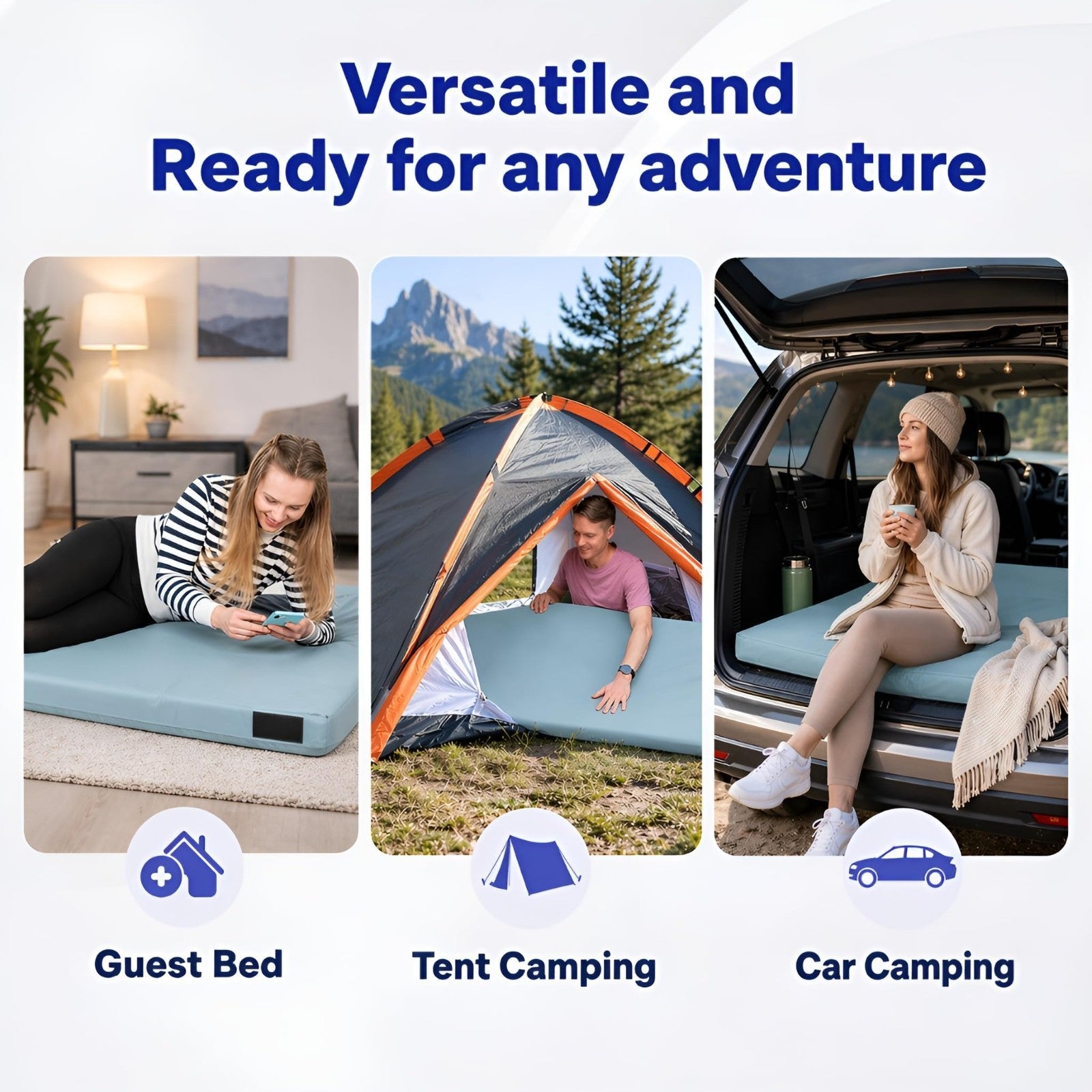 AirCell Memory Foam Camping Mattress Pad   Portable Roll Up Sleeping Mat for RV,4