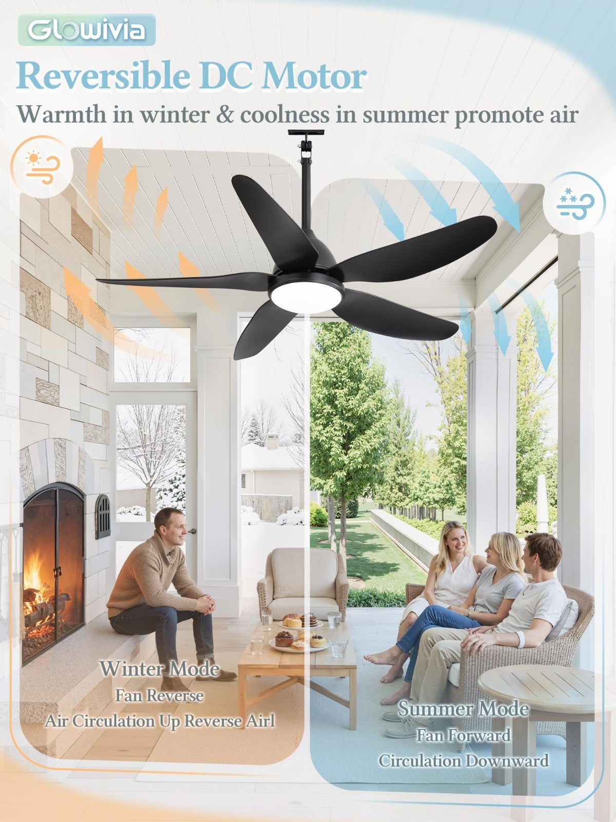 46" Waterproof Outdoor Ceiling Fan with Lights, Remote Control, 6 Speeds, Dimmab5