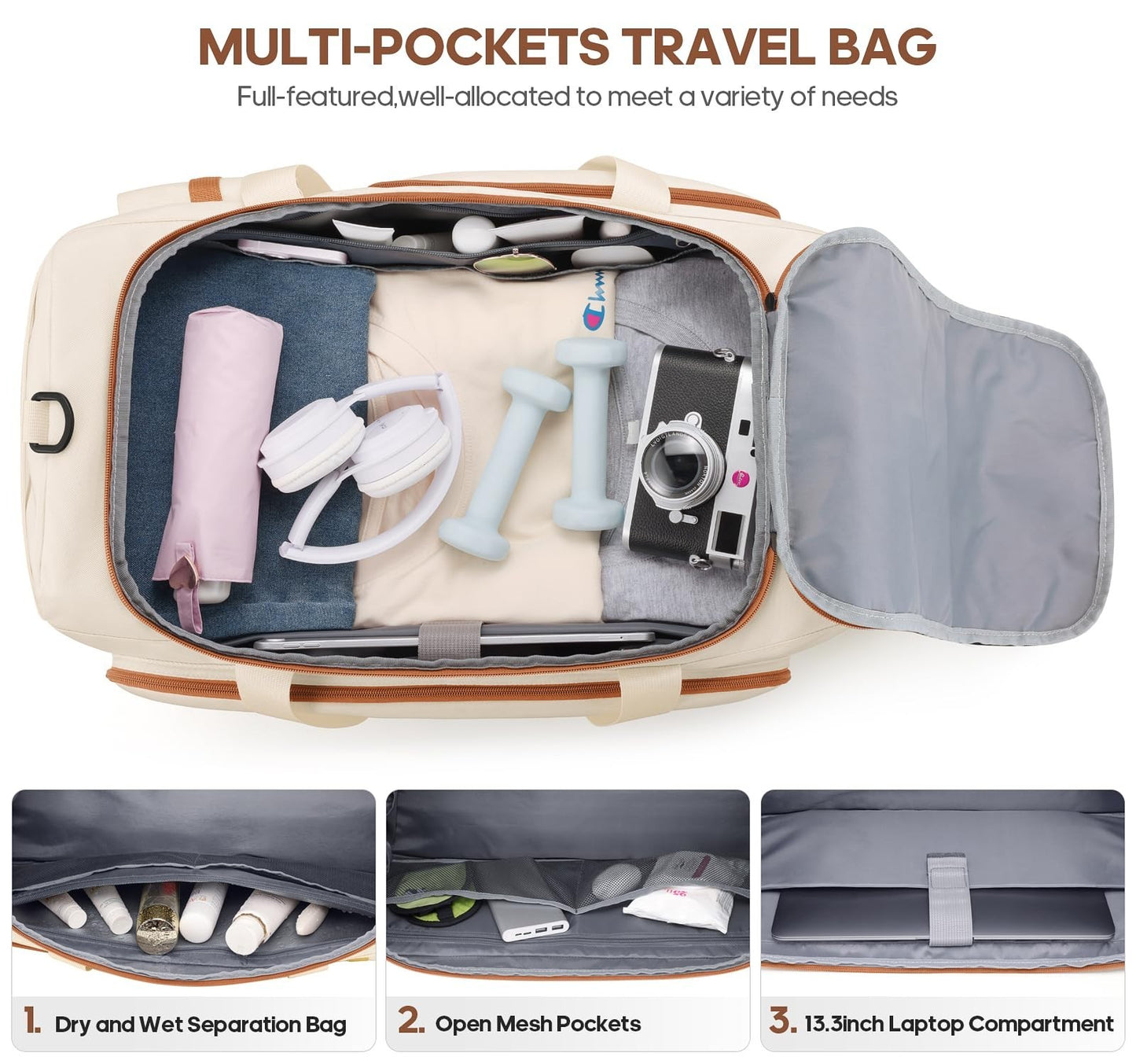 Versatile 3-in-1 Gym Bag with Shoe & Laptop Compartment | Anti-Theft Duffle Back3