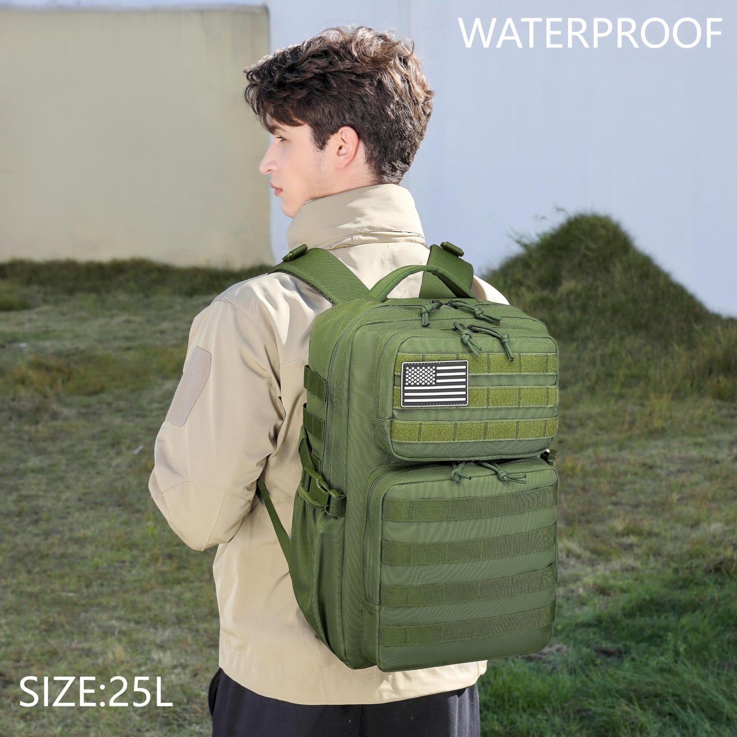 Waterproof Military Tactical Backpack   3 Day Assault Pack, Molle Daypack with W3